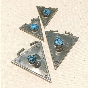 Vintage His/Her Silver and Turquoise Collar Points